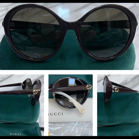 GUCCI OVERSIZED ROUND SUNGLASSES WITH WHITE TIPS main image 7